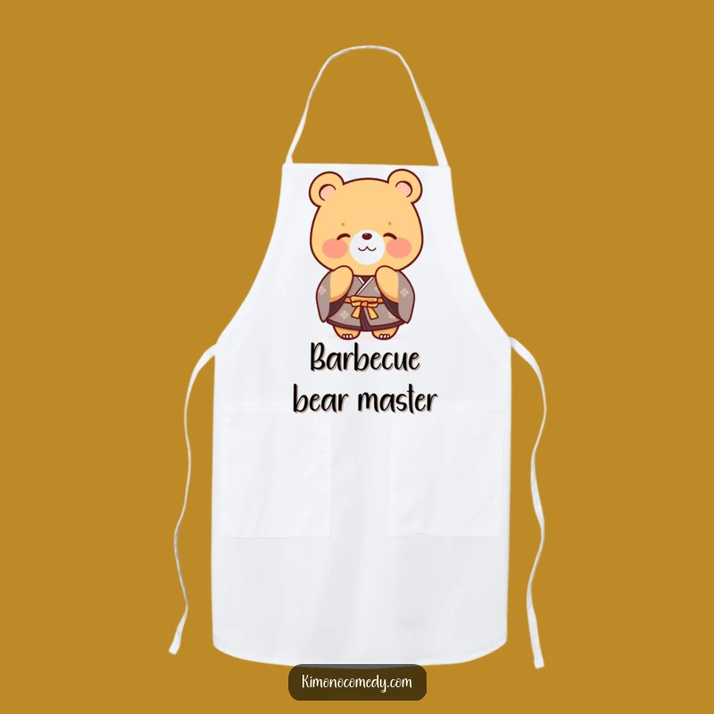 Funny Bear Kimono Apron, Chef Bear Cookwear, Polite Bow Gift