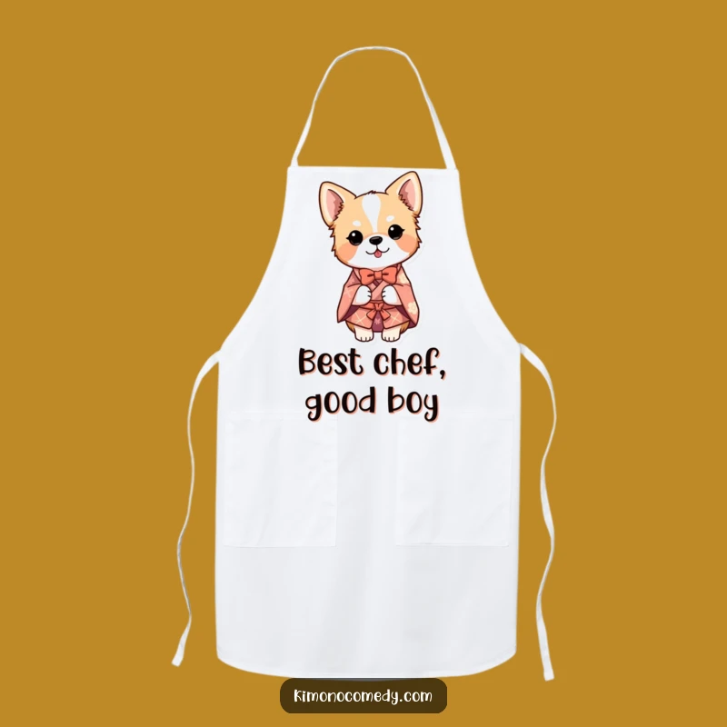 Funny Dog Kimono Bow Apron: Cook with Respect and Humor in This Canine Kitchen Essential