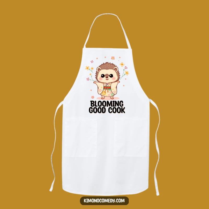 Funny Hedgehog Kimono Apron: Festive Kitchen Wear for Floral Juggling Chefs
