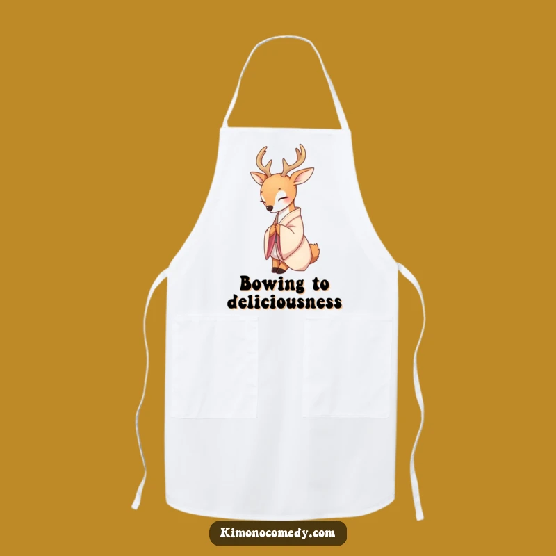Funny Deer Kimono Apron: Serene Kitchen Wear, Perfect Gift for Gracious Cooks