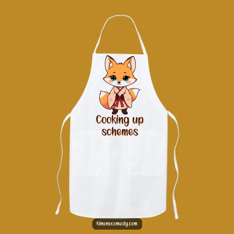 Funny Fox Kimono Apron, Chef Vixen Cookwear, Confident Pose Gift