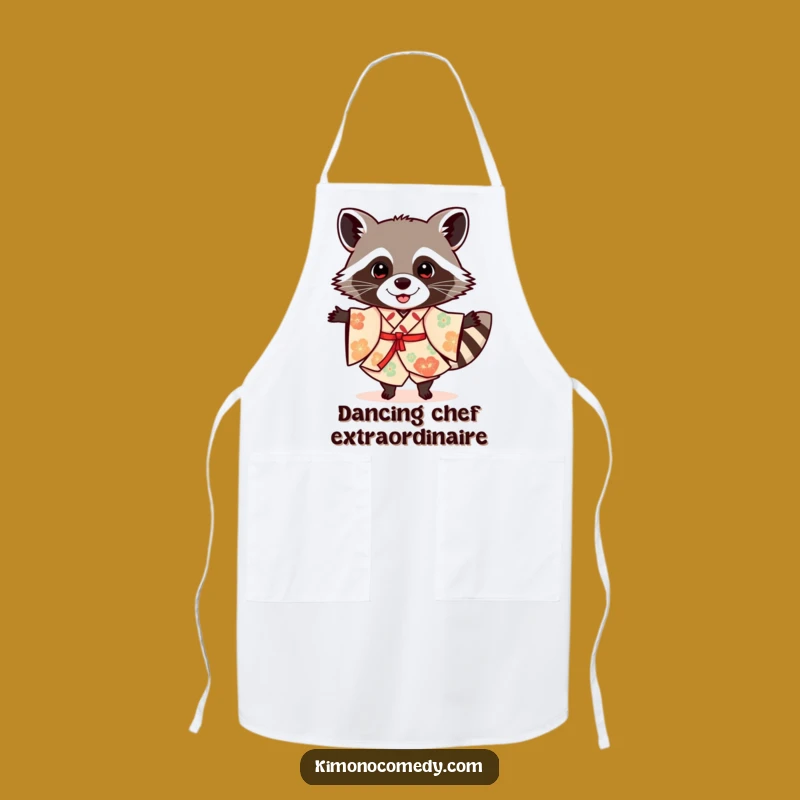 Funny Raccoon Kimono Apron: Cook and Party with Humor in This Festive Kitchen Essential