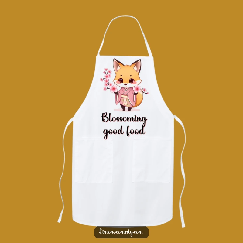 Funny Fox Kimono Apron: Elegant Kitchen Wear for Blossom Offering Cooks