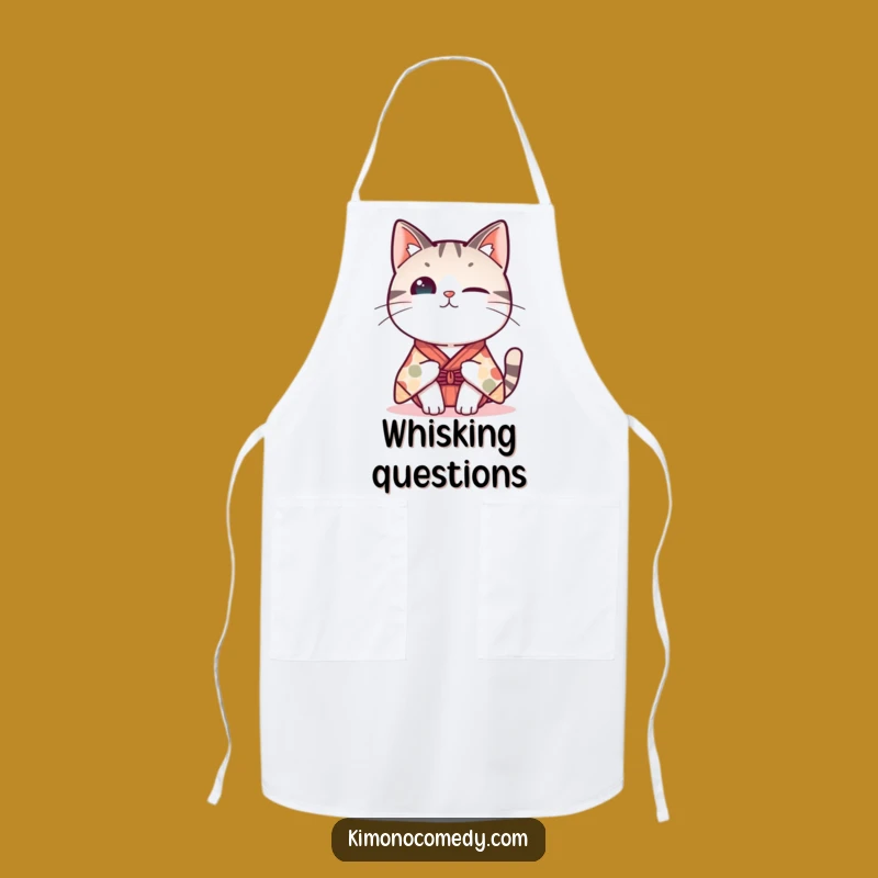 Funny Kawaii Cat Kimono Apron: Curious Cook, Hilurious Kitchen Gift!