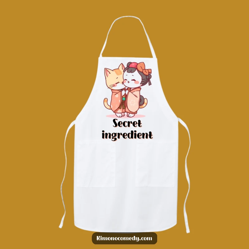 Funny Kawaii Kimono Cat Chef Apron - Humorous Kitchen Gift for Cooks