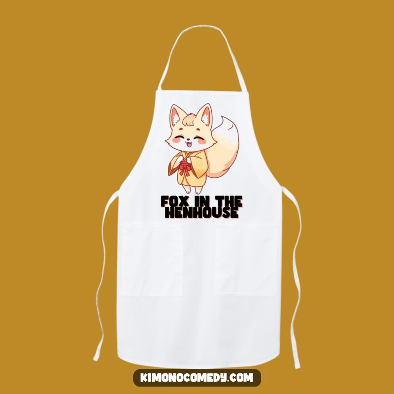 Funny Kawaii Kitsune Apron - Giggling Chef Fox for Kitchen Humor