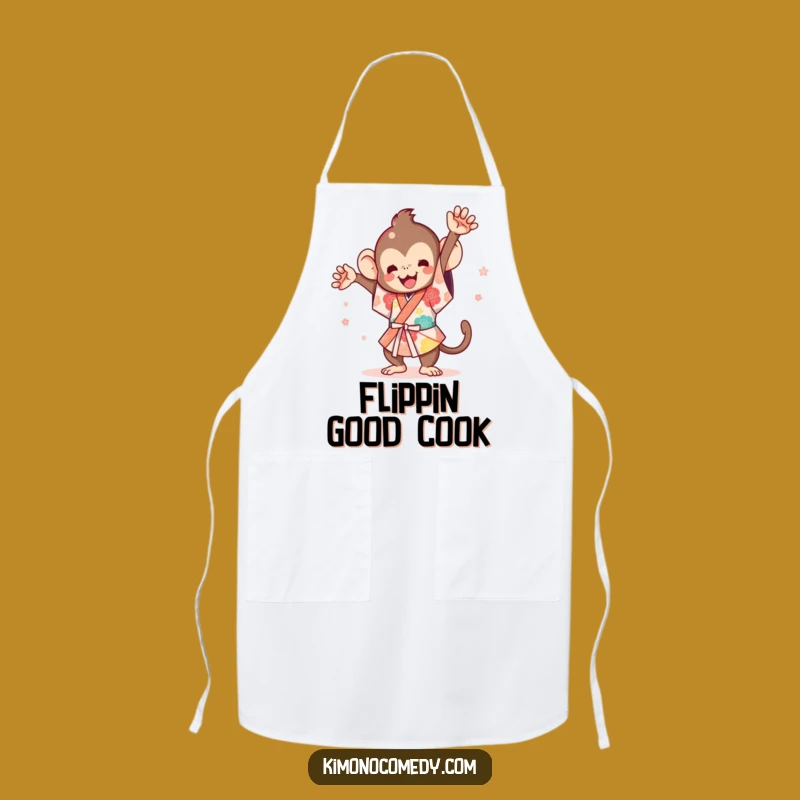 Funny Kawaii Monkey Festival Flip Apron - Chef Gift for Kitchen Fun