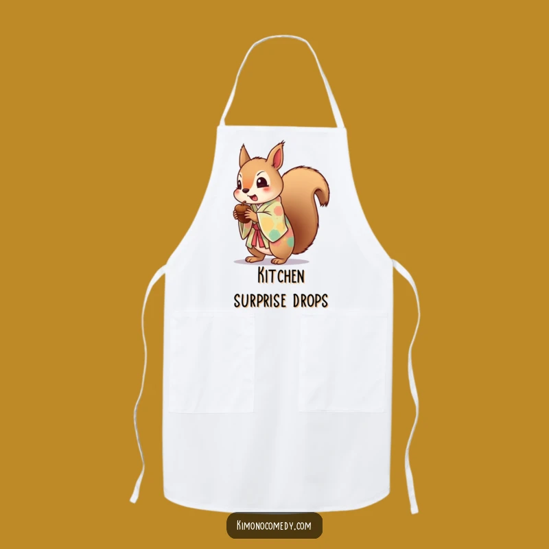 Funny Kawaii Squirrel Startled Apron: Kitchen Mishap Gift