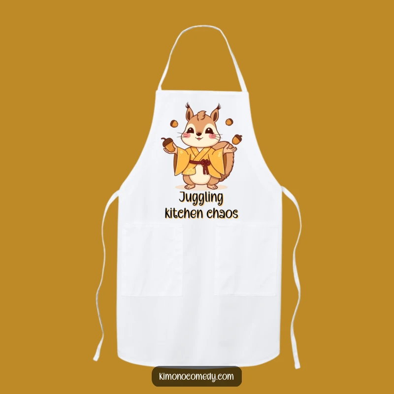 Funny Playful Squirrel Apron - Kitchen Kimono Acorn Gift