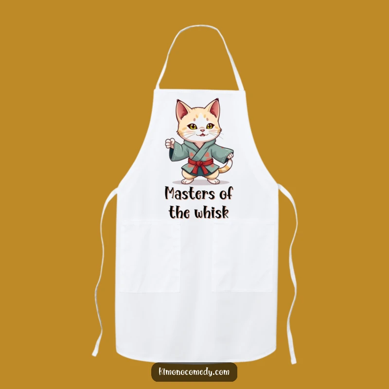 Funny Kawaii Cat Apron: Ninja Kimono Kitchen, Perfect Chef Gift!