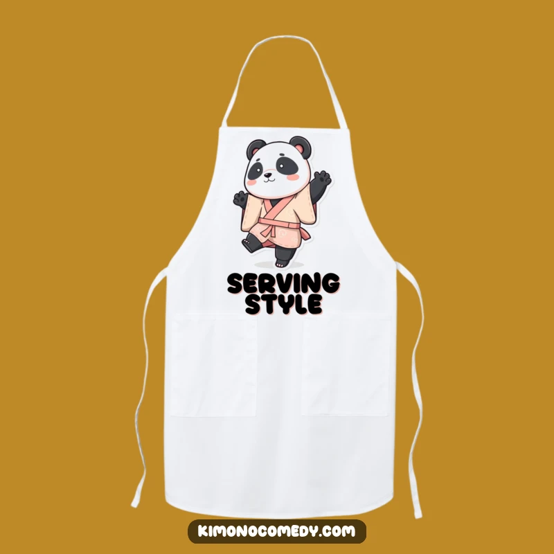 Funny Panda Kimono Apron: Playful Bear Kitchen Wear, Hilarious Gift
