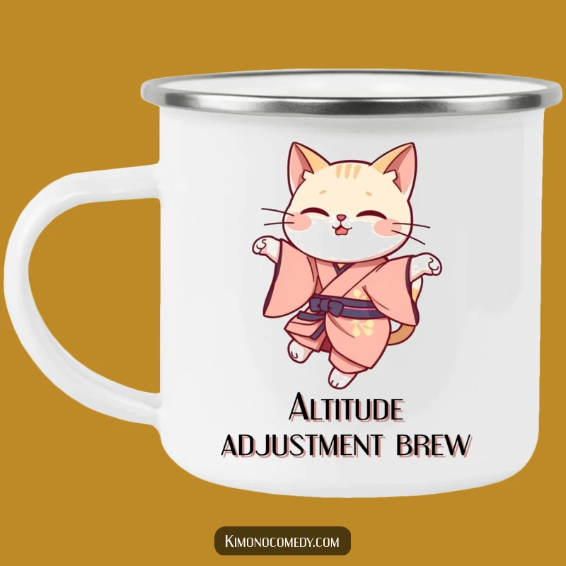 Funny Cat Leap Camping Mug: Kawaii Elegant Outdoor Mug, Graceful Cat Gift