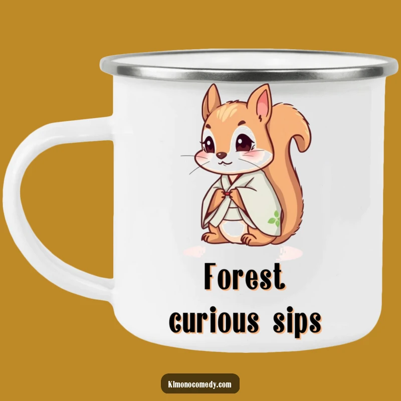 Funny Squirrel Kimono Camping Mug: Your Curious Companion for Outdoor Adventures