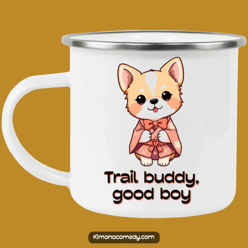 Funny Dog Kimono Bow Camping Mug: Your Humorous Partner for Outdoor Etiquette