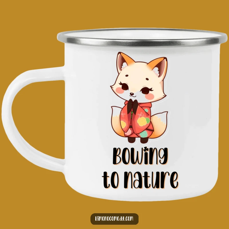 Funny Kawaii Fox Kimono Bow Camping Mug - Elegant Outdoors - Funny Gift