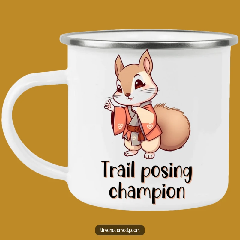 Funny Kawaii Squirrel Kimono Camping Mug: Stylish Outdoor Anime Fan Gear