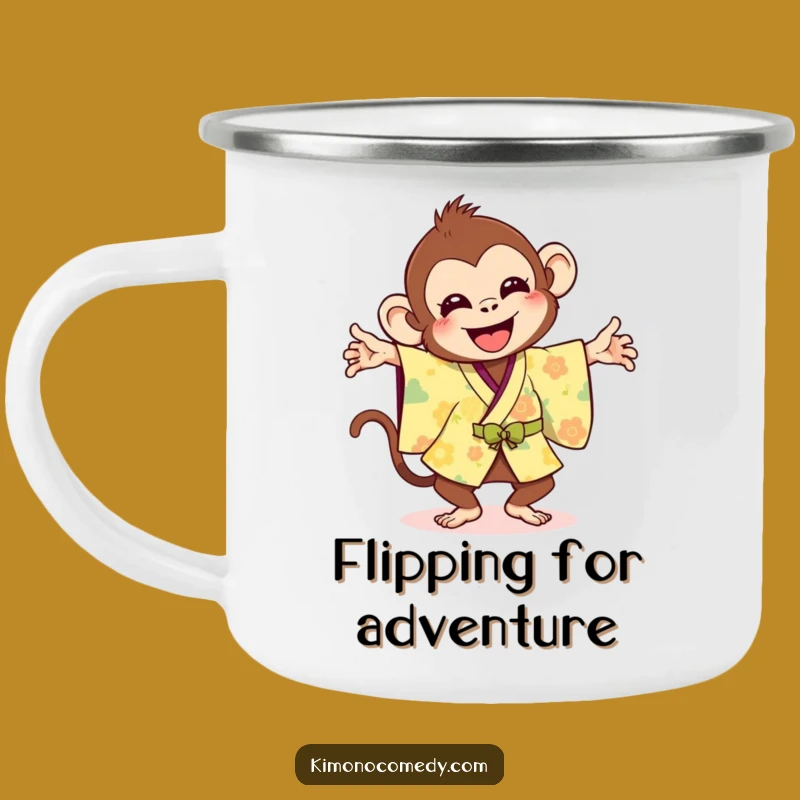 Funny Monkey Flip Camping Mug: Adventure Fuel with Joyful Energy!