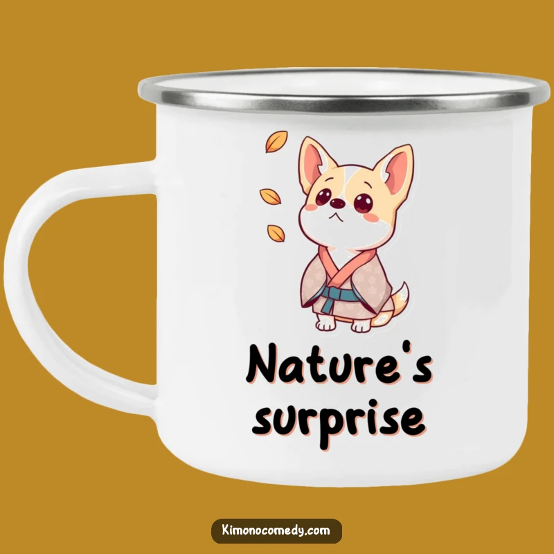 Funny Surprised Dog Kimono Camping Mug: Alert Canine Cup, Best Funny Gift