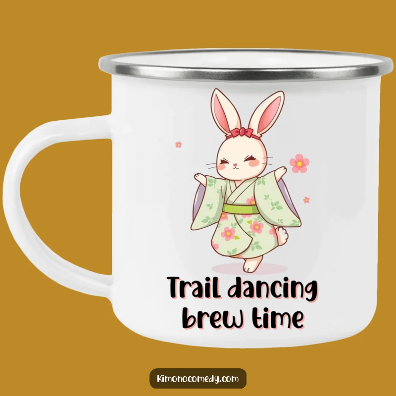 Funny Kawaii Rabbit Dancing Kimono Camping Mug: Outdoor Fun Gift