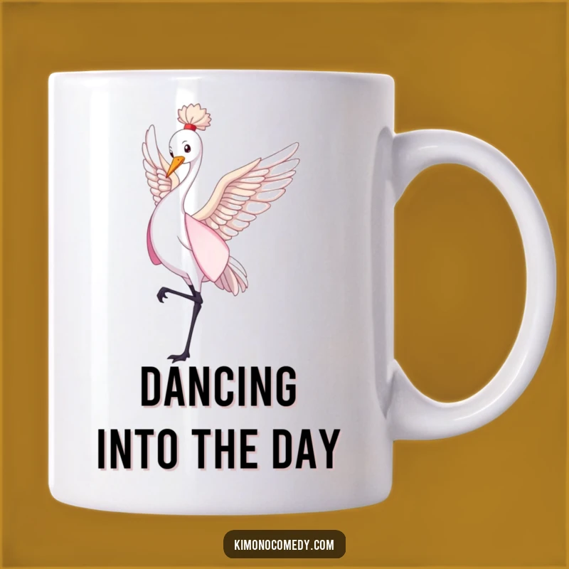 Funny Graceful Crane Kimono Mug - Gentle Dance Art Gift