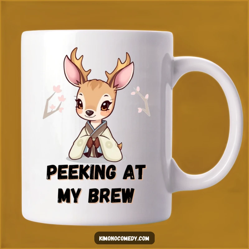 Funny Deer Kimono Mug: Elegant Curious Animal Gift for Coffee and Tea Lovers