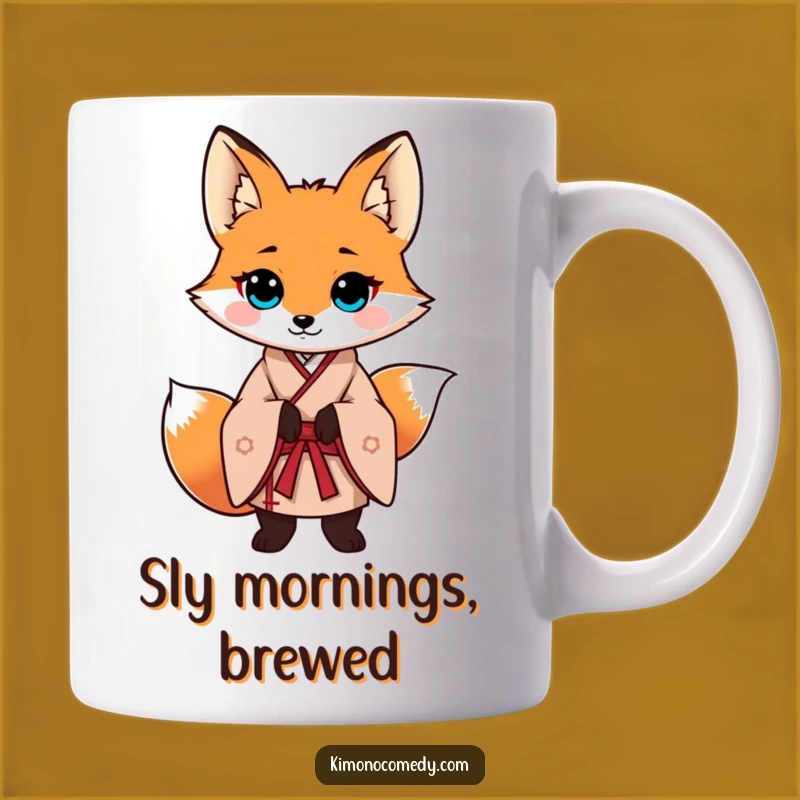 Funny Fox Kimono Mug, Confident Vixen Pose, Stylish Gift for Fox Lovers