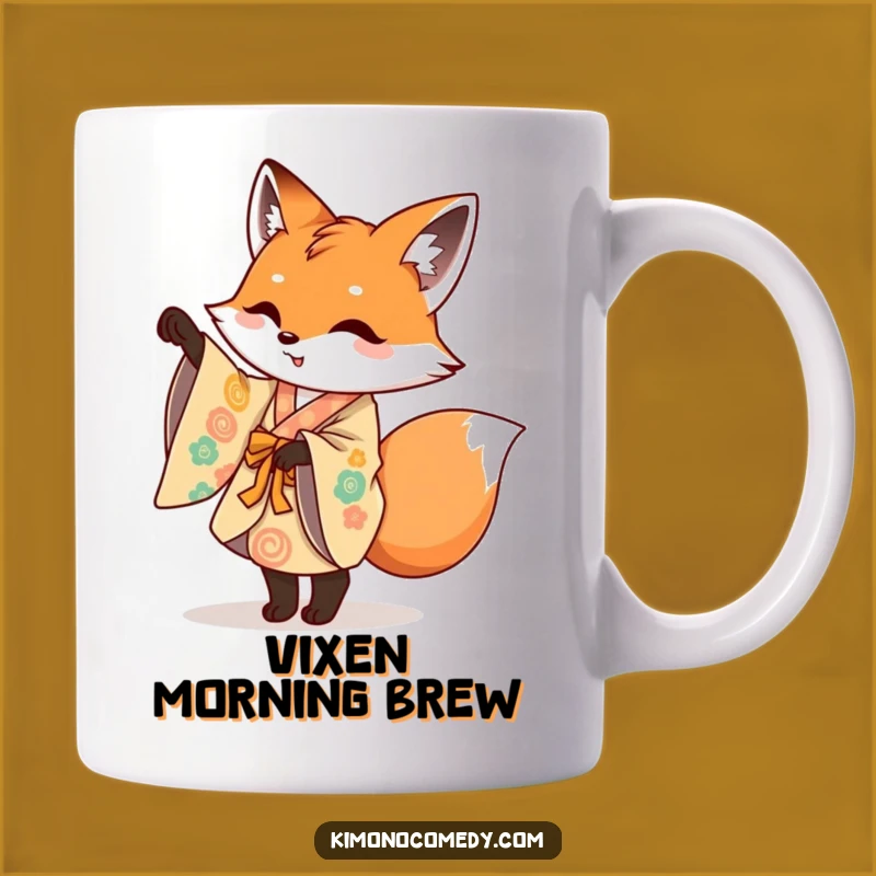 Funny Fox Kimono Mug: Mischievous Fox Pirouette, Playful & Artistic Gift