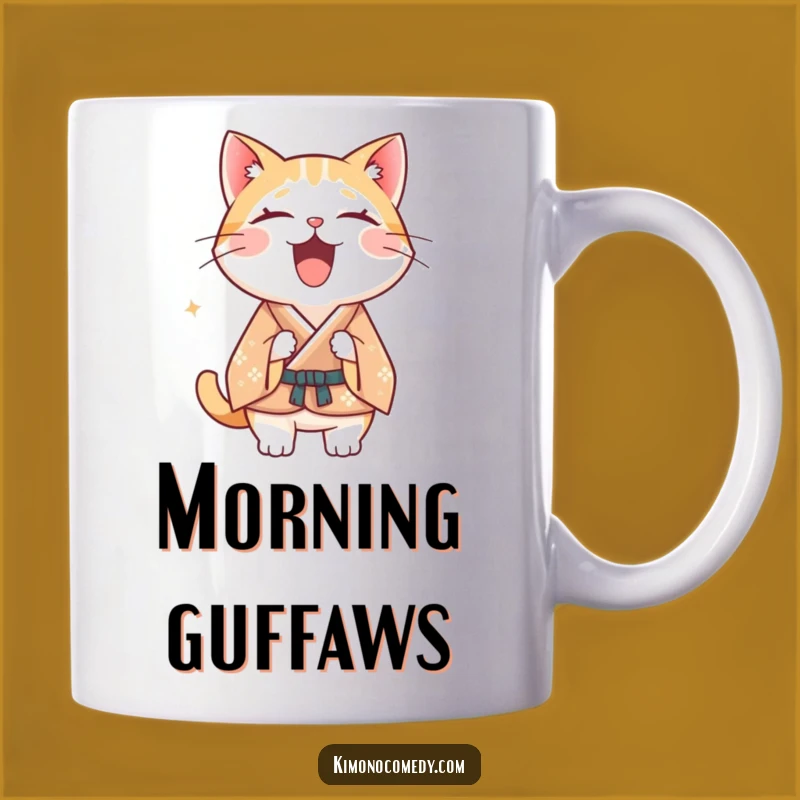 Funny Kawaii Cat Kimono Mug: Laughing Out Loud, Perfect Funny Gift!