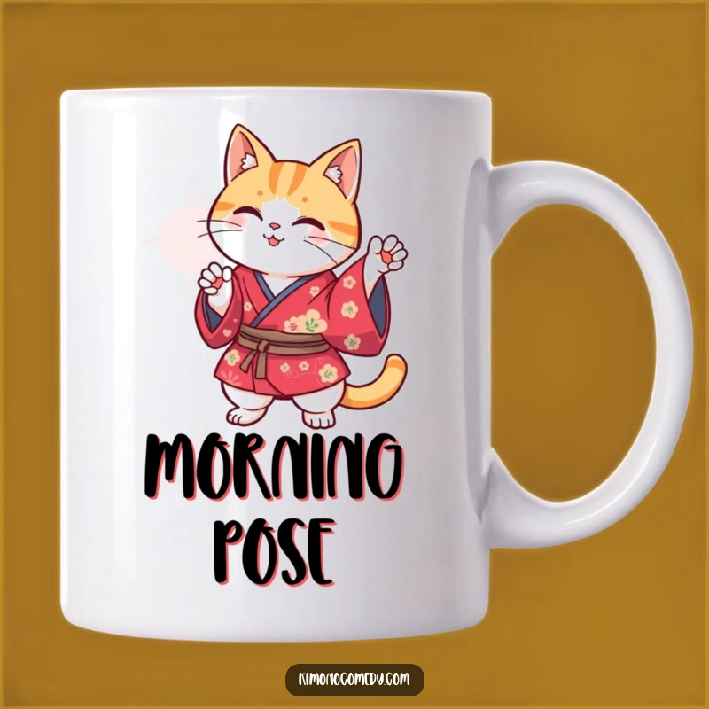 Funny Kawaii Kimono Cat Pose Mug - Hilarious Gift for Cat Lovers