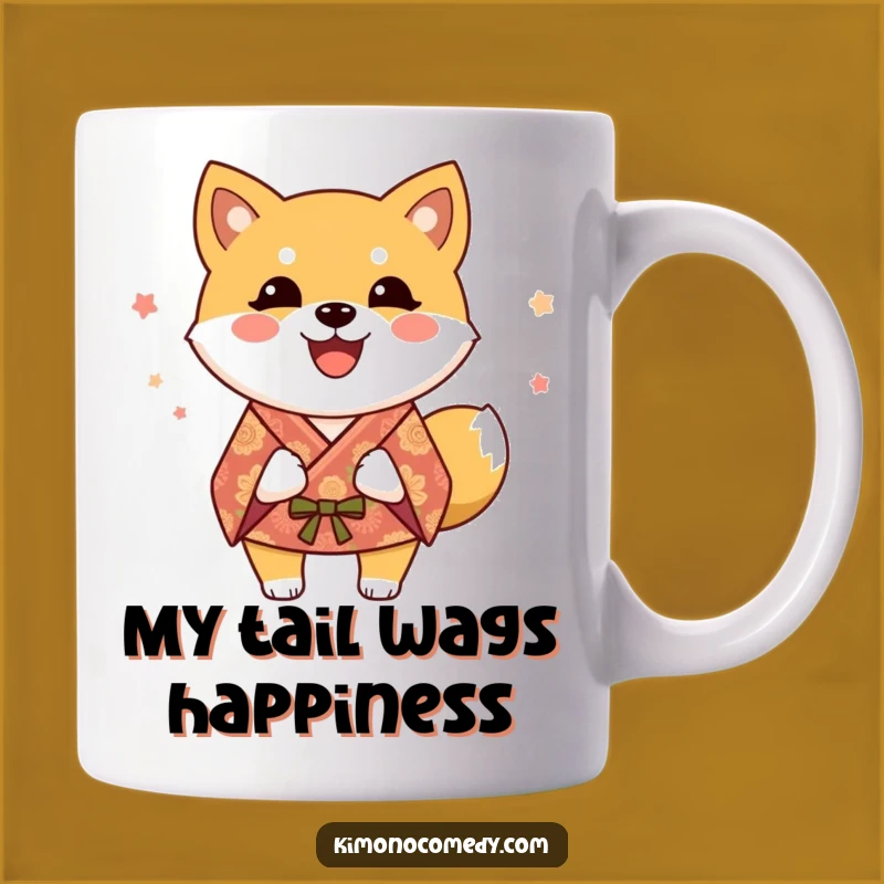 Funny Shiba Inu Kimono Mug: A Joyful Dog Wagging Tail, Perfect Funny Gift