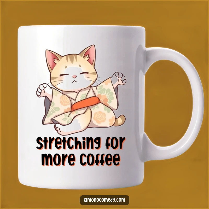 Funny Cat Kimono Mug: Relaxed Elegance for Your Coffee Break!