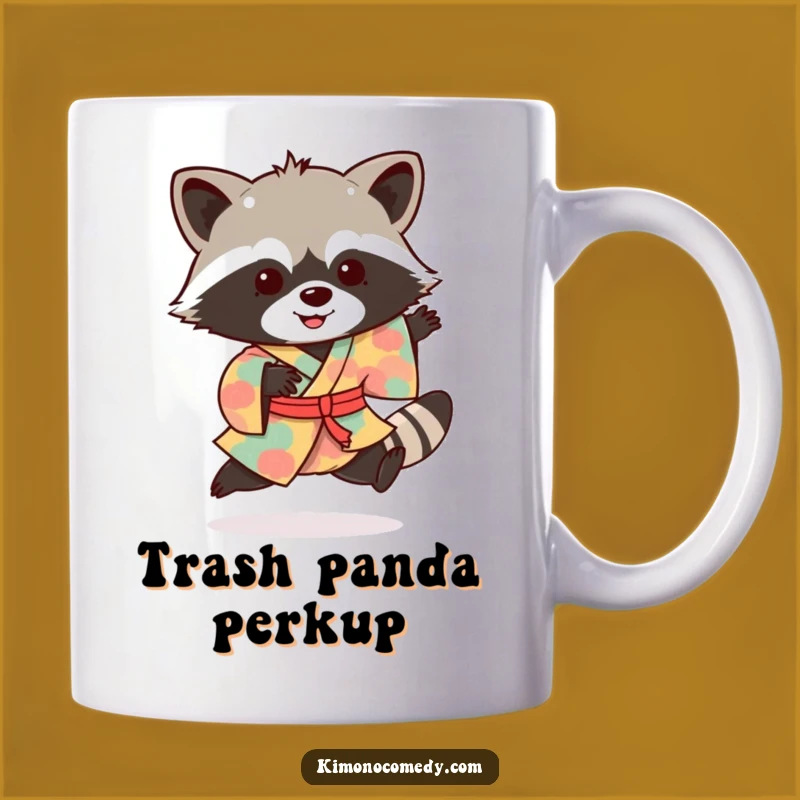Funny Raccoon Kimono Hop Mug: Playful Bandit Art, Perfect Funny Gift