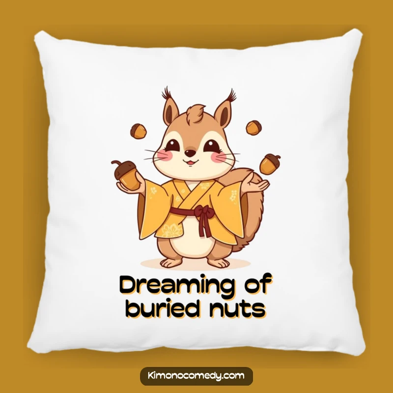 Funny Playful Squirrel Pillow - Cozy Kimono Acorn Comfort Gift