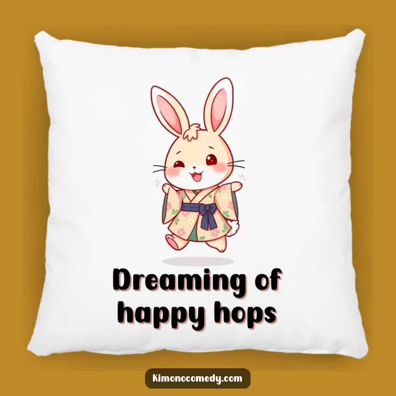 Funny Rabbit Kimono Pillow: Cheerful Floral Character Comfort, Perfect Joyful Accent