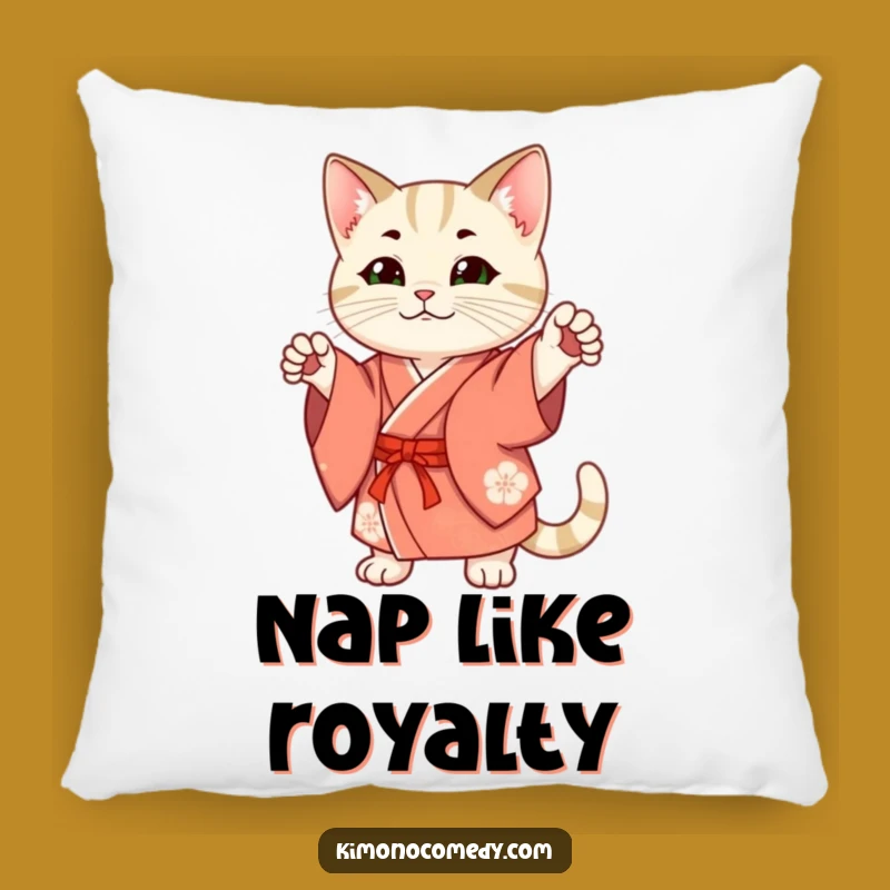 Funny Cat Kimono Pillow: Plush Comfort Featuring a Feline Fashionista Posing
