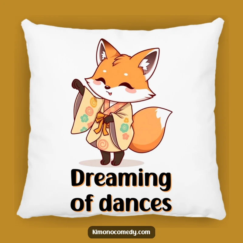 Funny Fox Kimono Pillow: Mischievous Fox Pirouette, Cozy & Artistic Accent