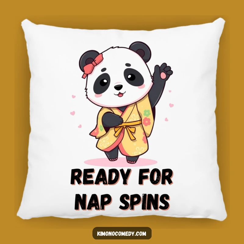 Funny Panda Kimono Pillow: Plush Comfort with a Whimsical Spinning Panda Design