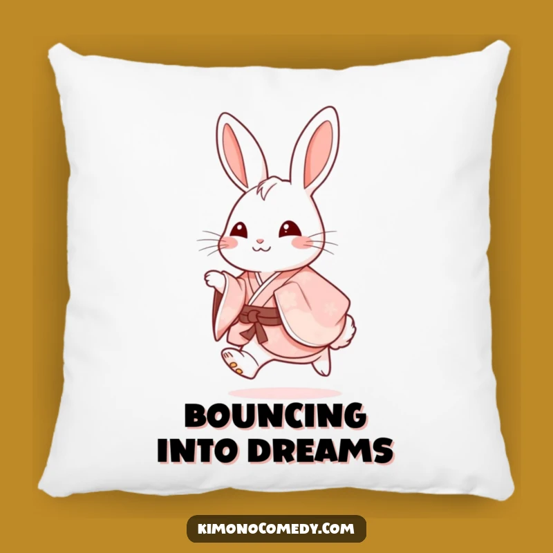 Funny Rabbit Kimono Pillow: Plush Comfort with a Joyful Hopping Rabbit Design