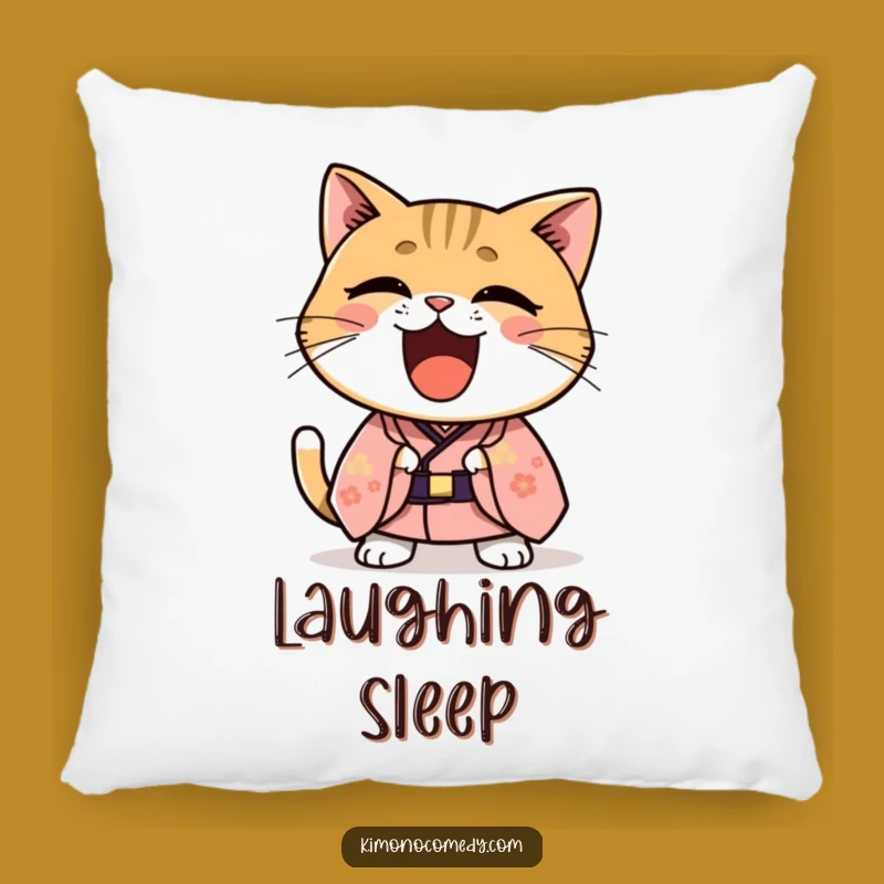 Funny Kawaii Kimono Cat Laugh Pillow - Comfy & Hilarious Decor
