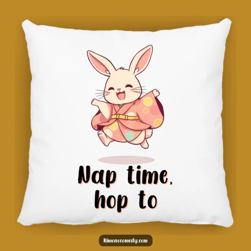 Funny Rabbit Kimono Pillow, Cozy Hare Cushion, Playful Leap Decor Gift