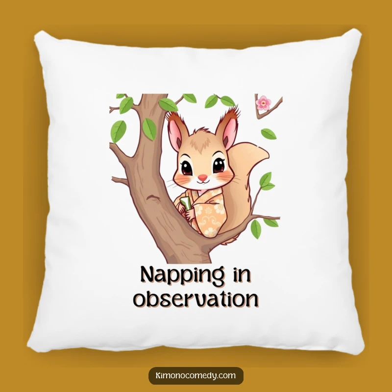Funny Squirrel Kimono Pillow: Cozy Comfort with a Stylish Peek!