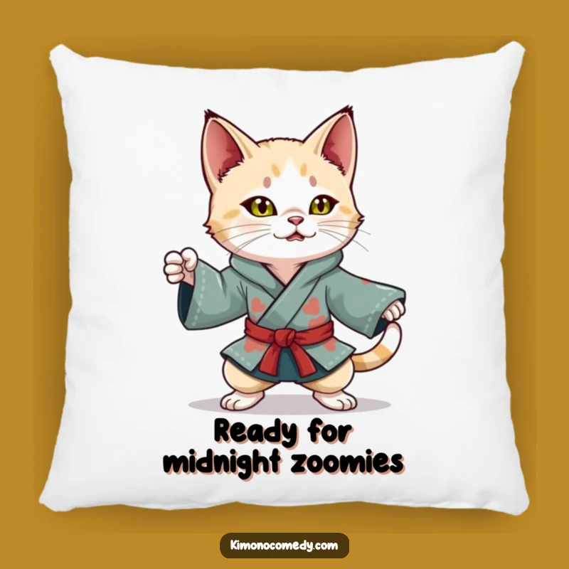 Funny Kawaii Cat Pillow: Ninja Kimono Comfort, Perfect Soft Gift!