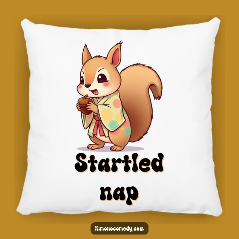 Kawaii Squirrel Startled Pillow: Cozy & Funny Acorn Decor