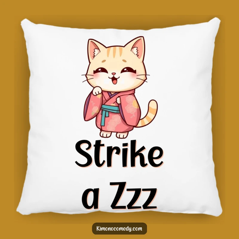 Funny Kawaii Cat Kimono Pillow: Comical Pose, Cozy & Humorous Gift!