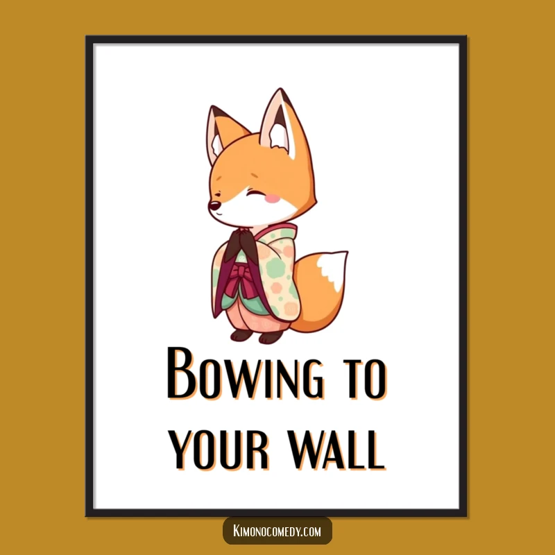 Funny Kawaii Fox Kimono Digital Art: Instant Humor & Charm