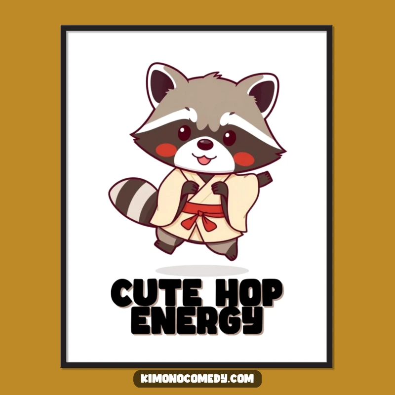 Funny Kawaii Raccoon Kimono Digital Art: Instant Playful Anime Decor Gift