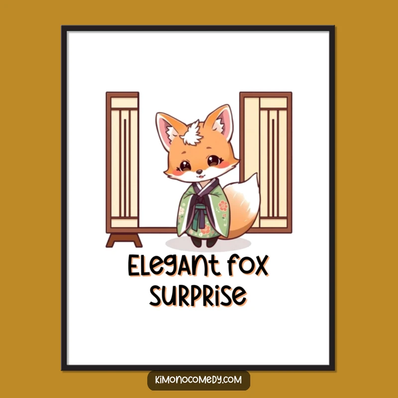 Funny Fox Kimono Screen Digital Art: Instant Mysterious Decor