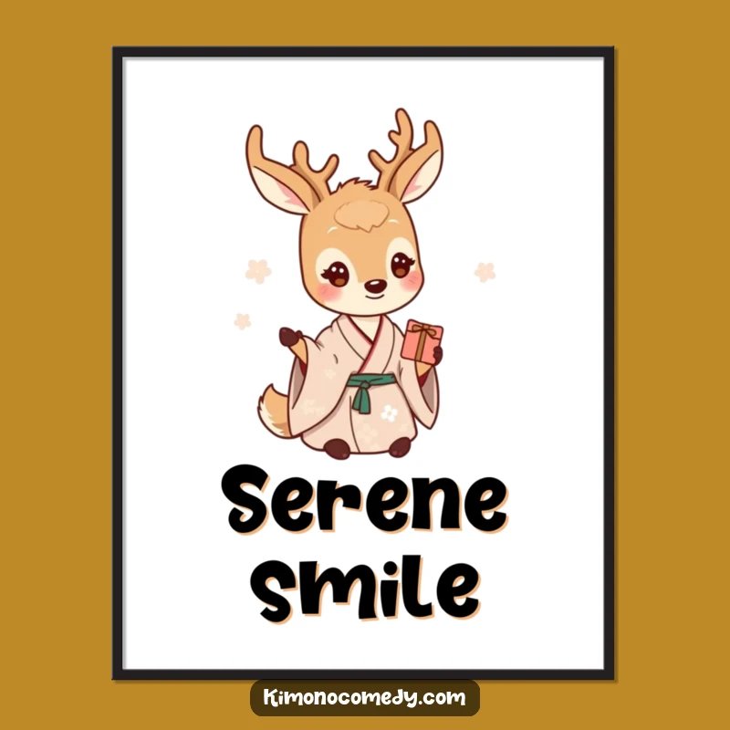 Funny Gentle Deer Kimono Digital Art: Creature Wall Decor, Awesome Funny Gift