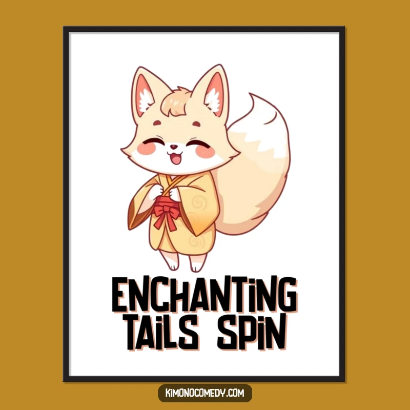 Funny Kawaii Kitsune Digital Art - Giggling Fox Printable for Humorous Decor