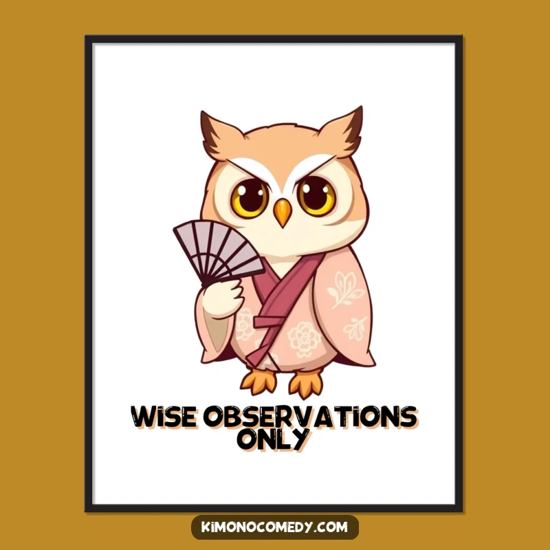 Funny Owl Kimono Digital Art: Downloadable Humorous Owl Print for Instant Stylish Decor